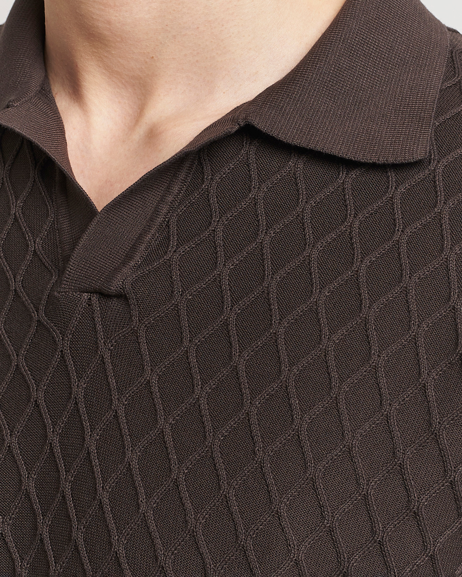 Men | Polo Shirts | Oscar Jacobson | Mirza Structured Cotton Polo Brown