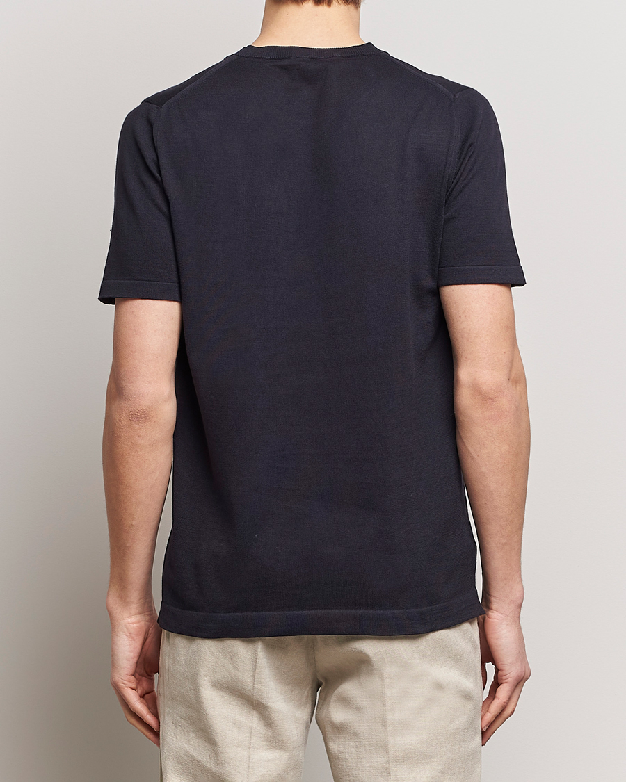 Men | T-Shirts | Oscar Jacobson | Brian Knitted Cotton T-Shirt Navy