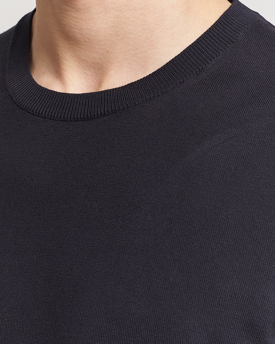 Men | T-Shirts | Oscar Jacobson | Brian Knitted Cotton T-Shirt Navy
