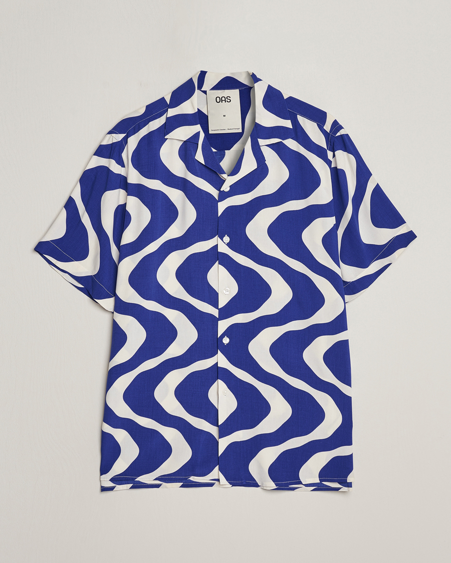 Men | Shirts | OAS | Viscose Resort Short Sleeve Shirt Blue Rippling