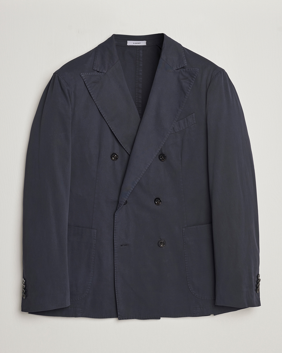 Men | Blazers | Boglioli | K Jacket Double Breasted Cotton Blazer Navy