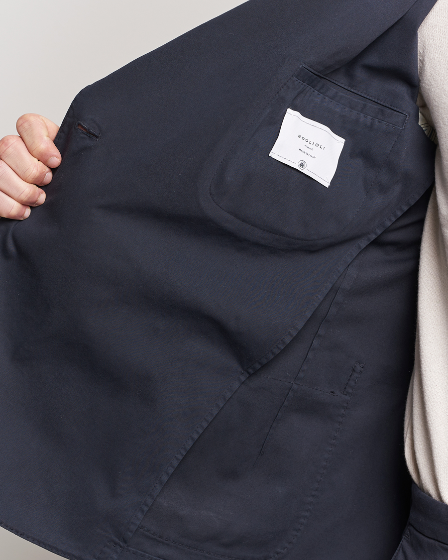Men | Blazers | Boglioli | K Jacket Double Breasted Cotton Blazer Navy