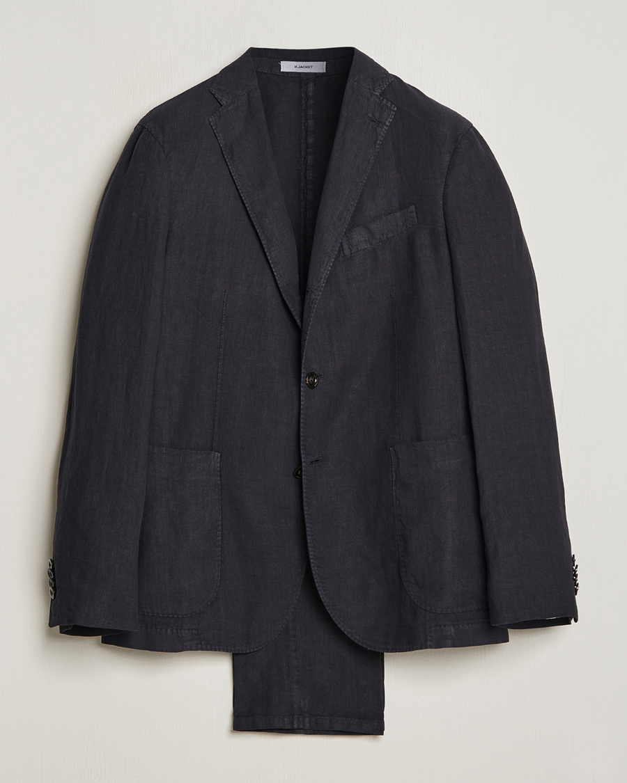 Men | Suits | Boglioli | K Jacket Linen Suit Navy