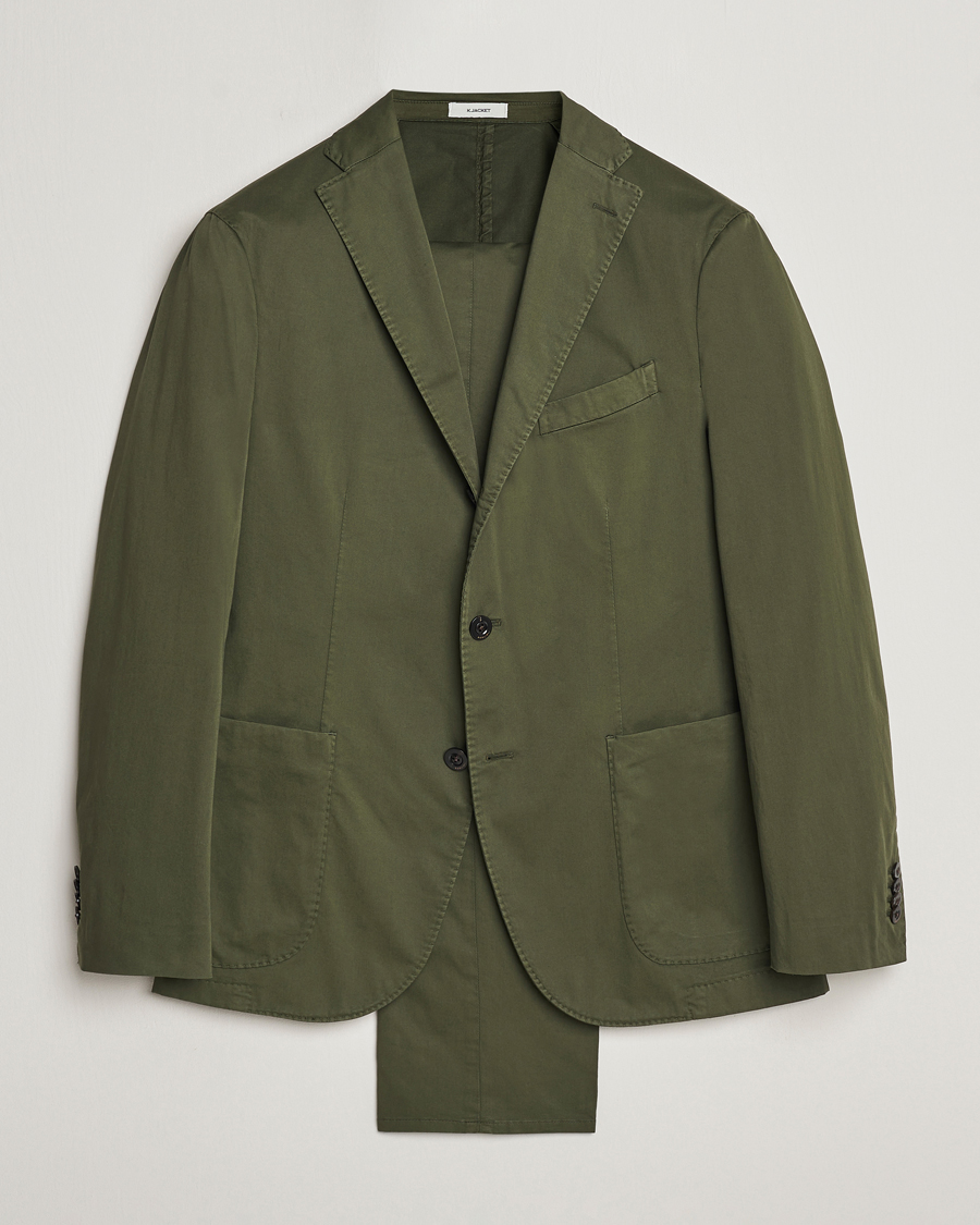 Men | Suits | Boglioli | K Jacket Cotton Satin Suit Forest Green