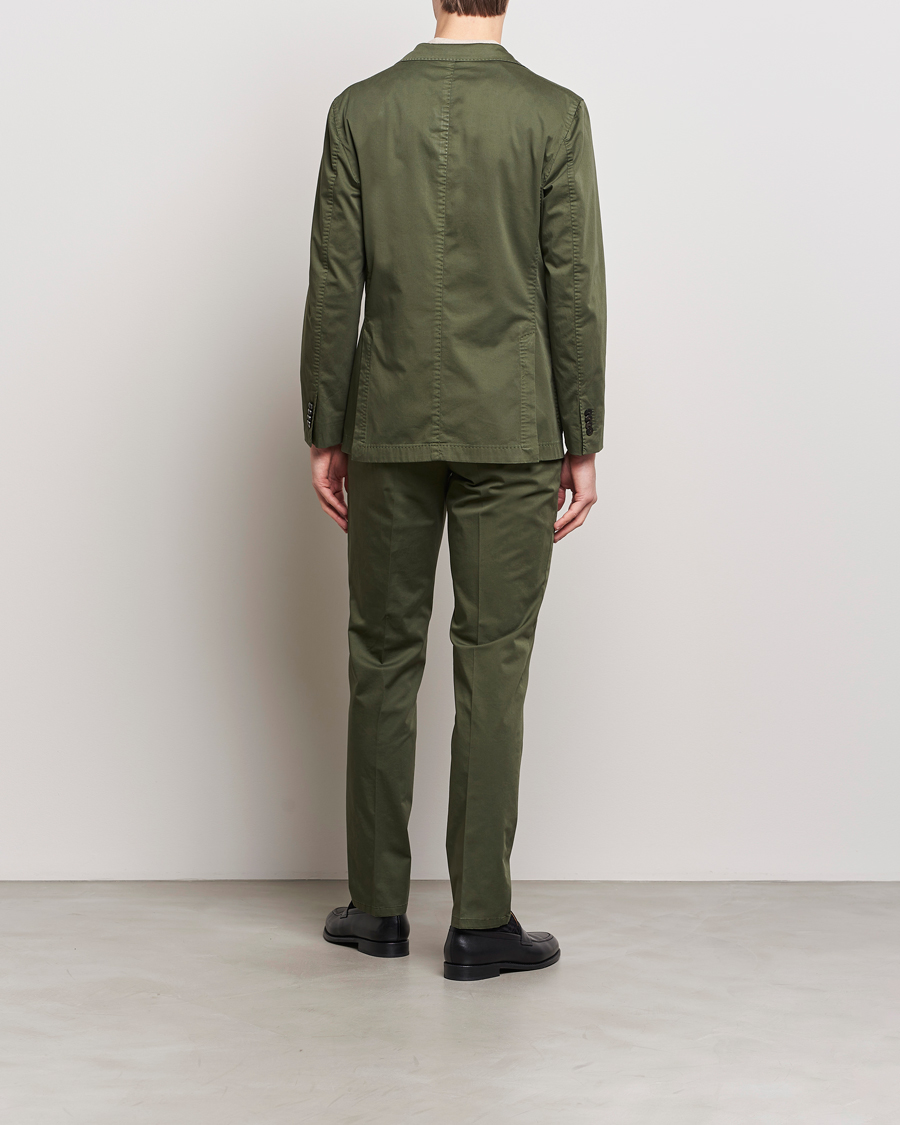 Men | Suits | Boglioli | K Jacket Cotton Satin Suit Forest Green
