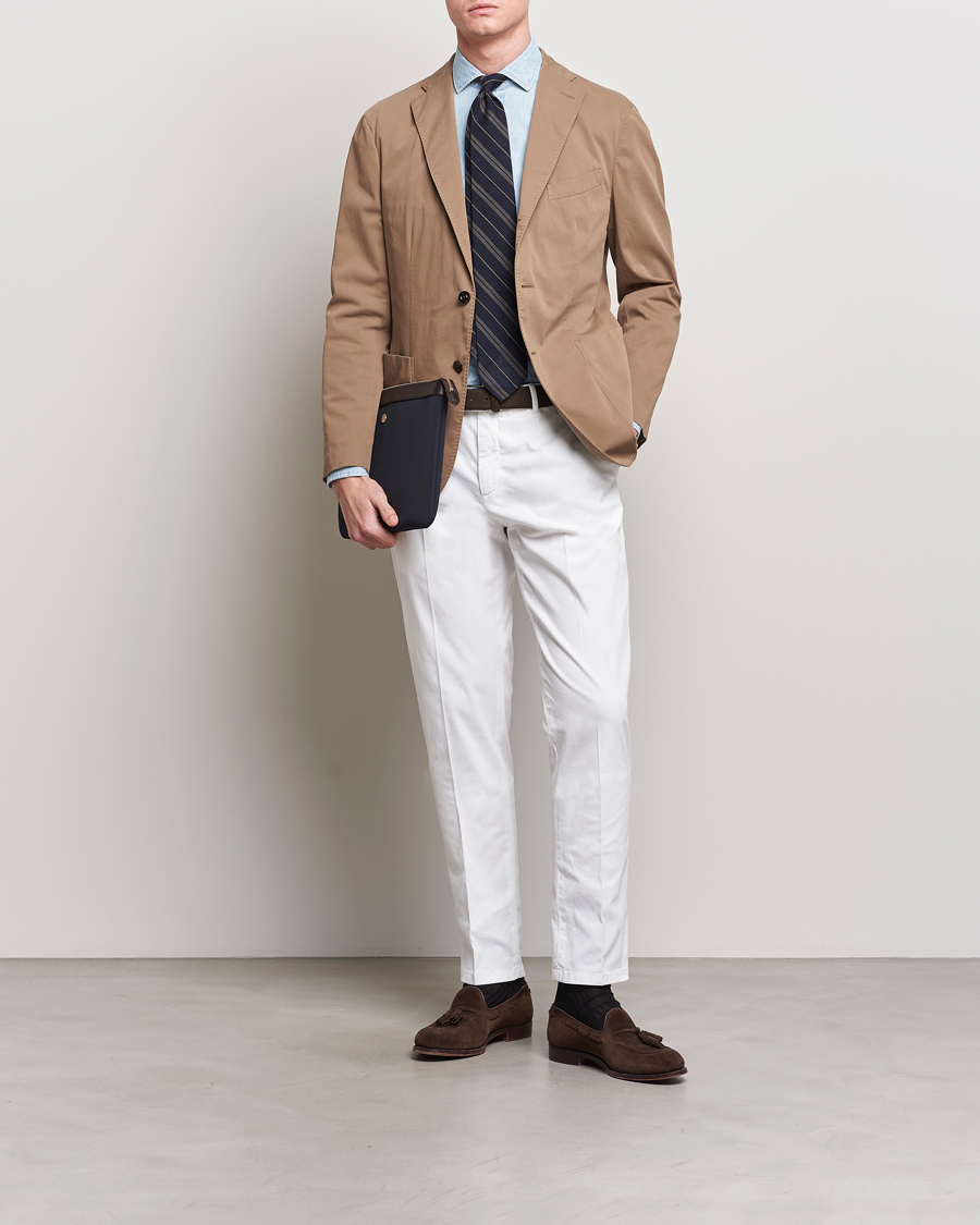 Men | Trousers | Boglioli | Cotton Stretch Chinos White