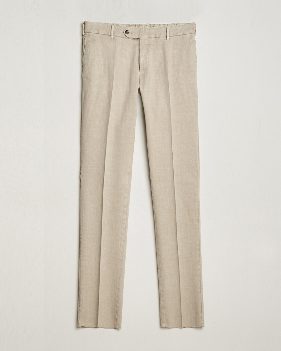 Men | Trousers | PT01 | Slim Fit Linen Drawstring Pants Light Beige