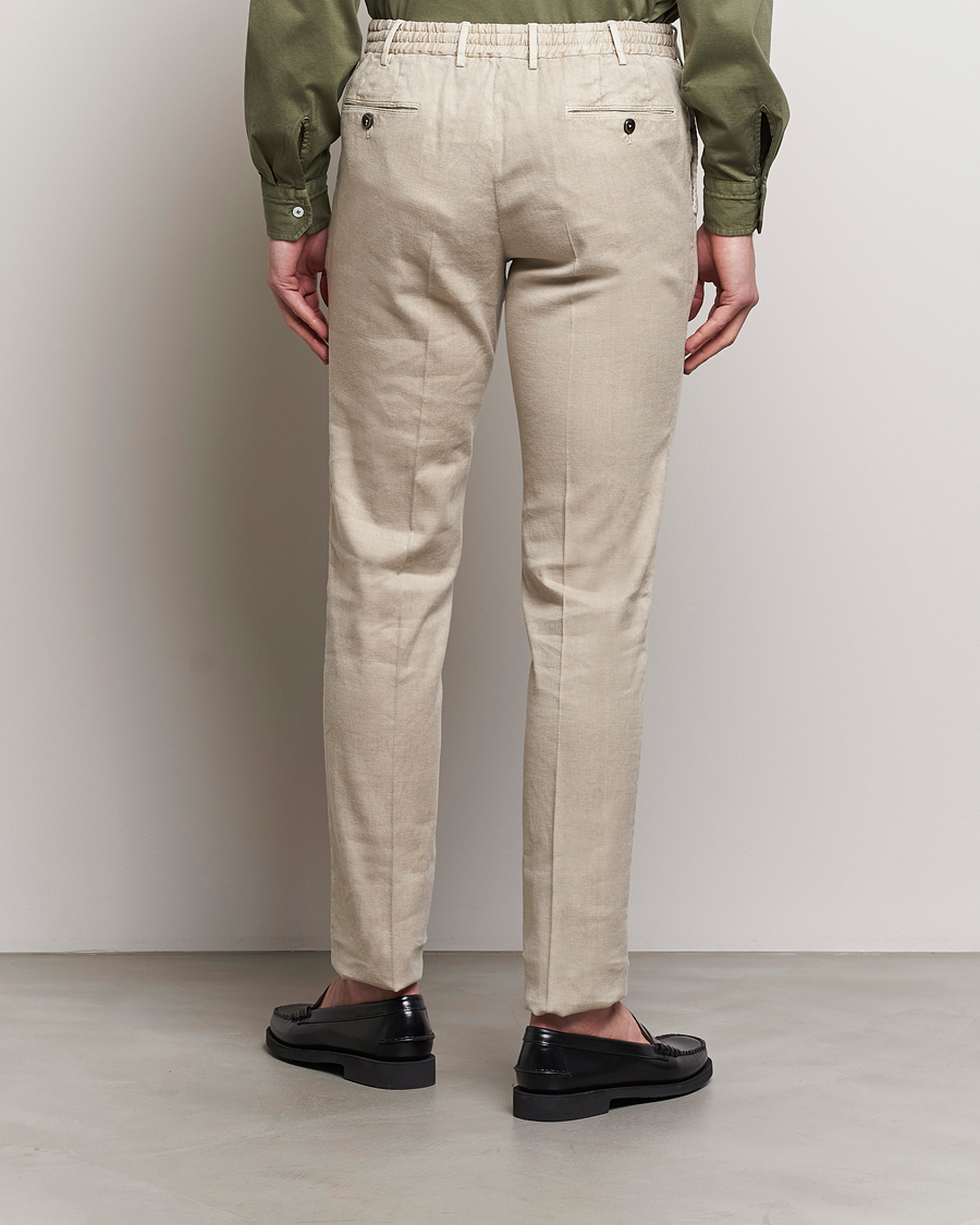 Men | Trousers | PT01 | Slim Fit Linen Drawstring Pants Light Beige