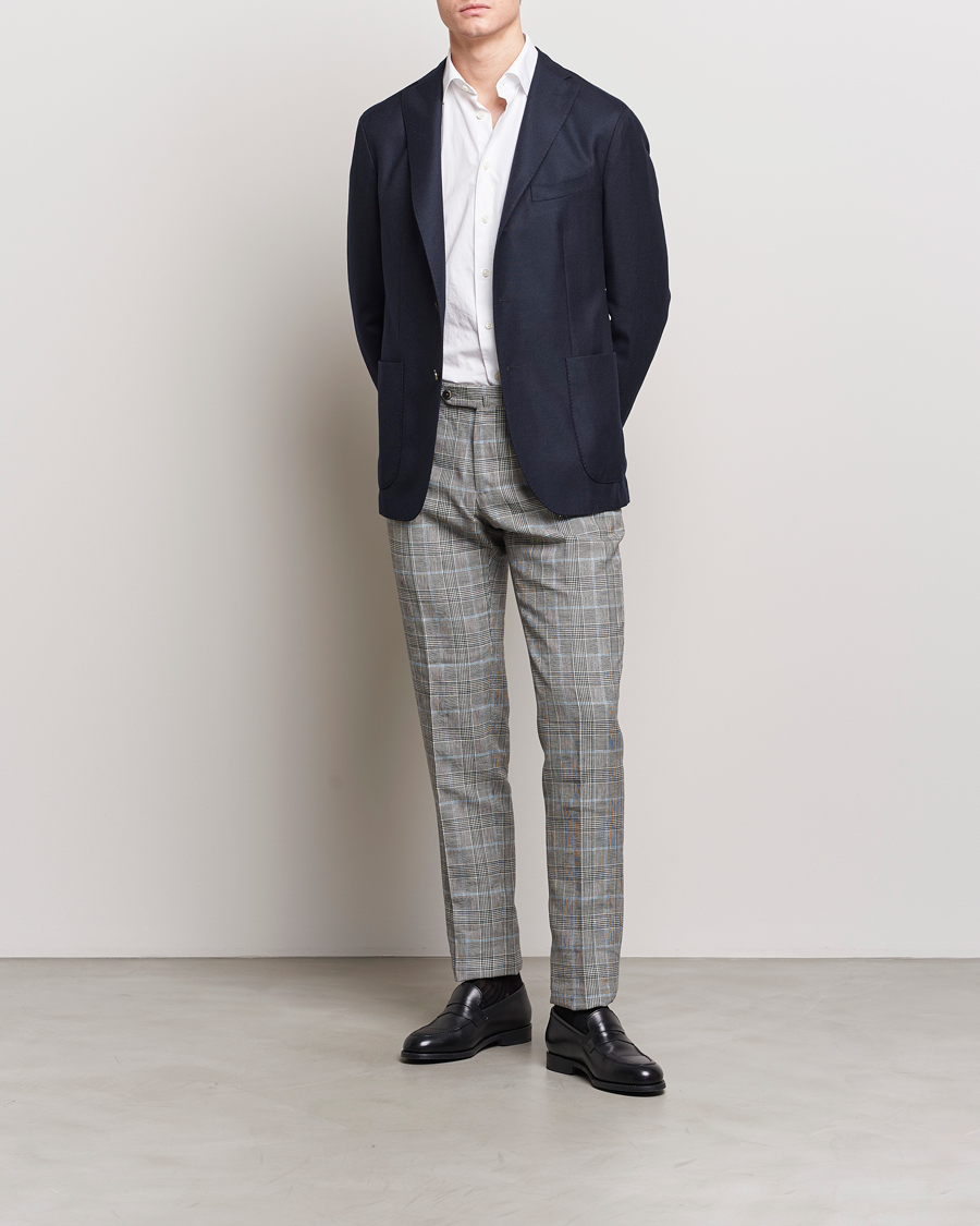 Men | Trousers | PT01 | Slim Fit Glencheck Trousers Grey/Blue