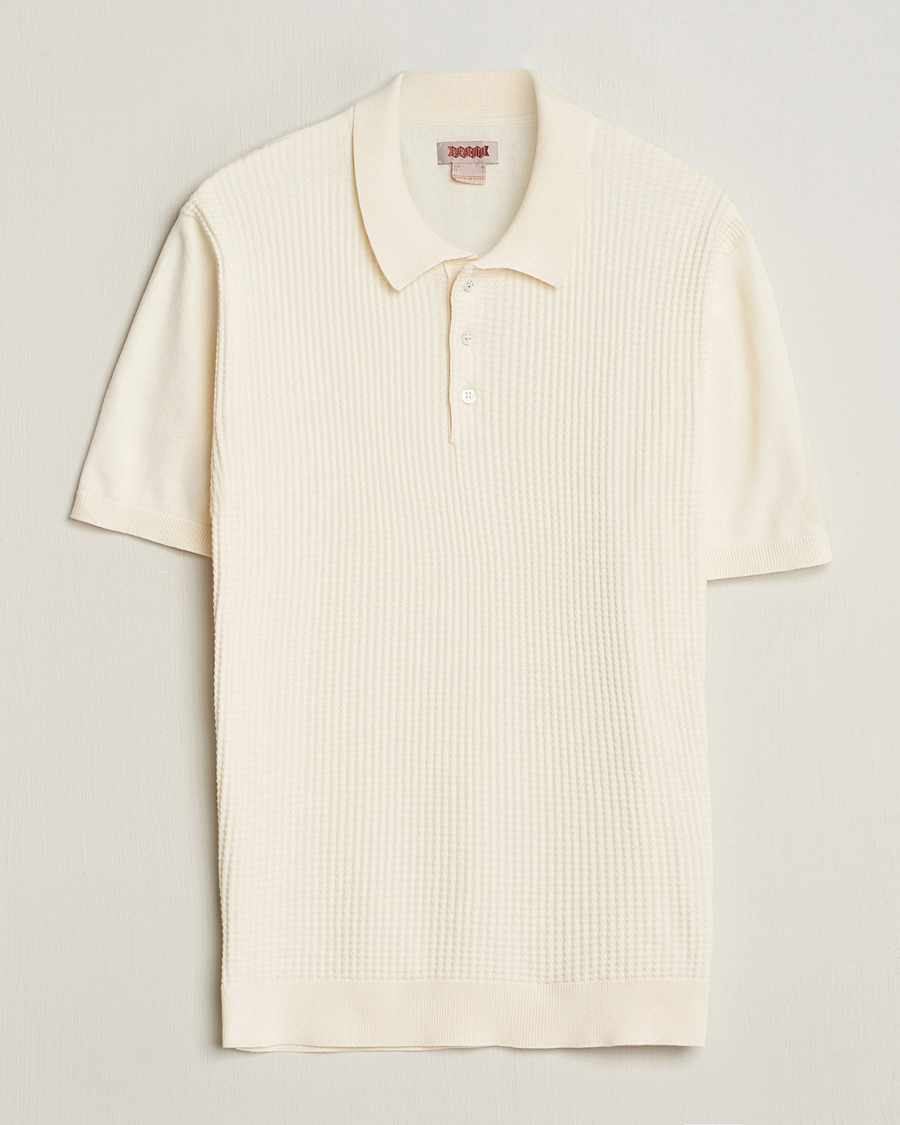 Men | Polo Shirts | Baracuta | Waffle Knitted Polo Ivory