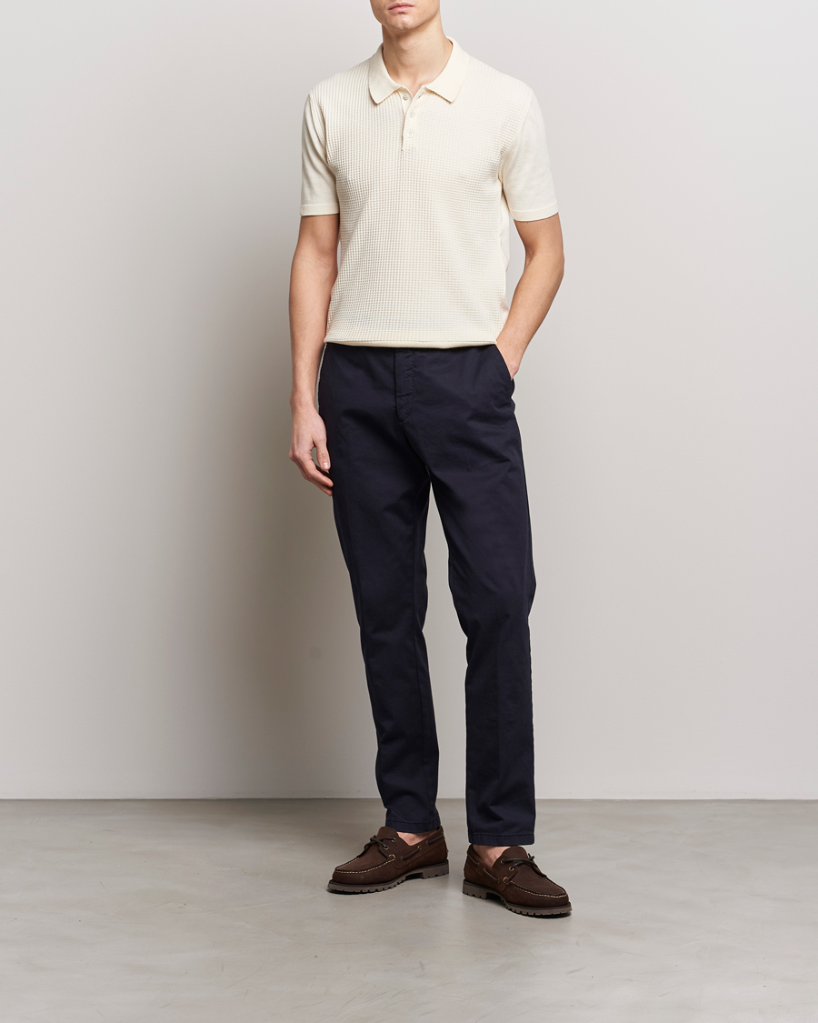 Men | Polo Shirts | Baracuta | Waffle Knitted Polo Ivory