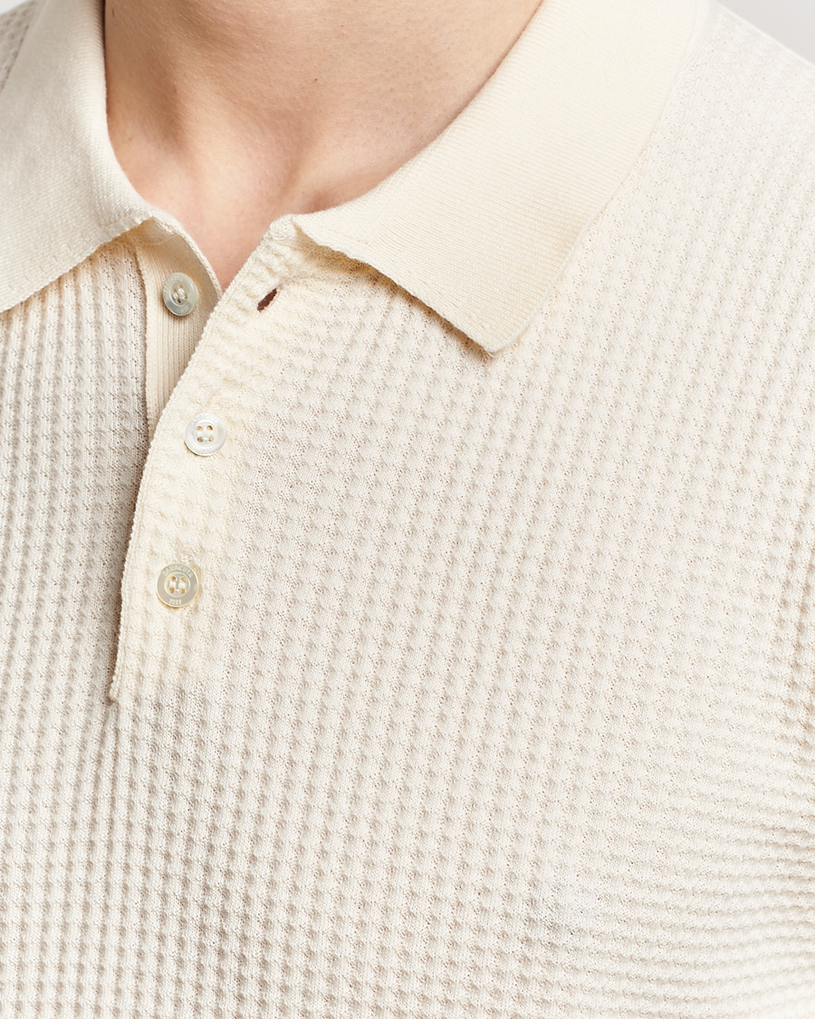 Men | Polo Shirts | Baracuta | Waffle Knitted Polo Ivory