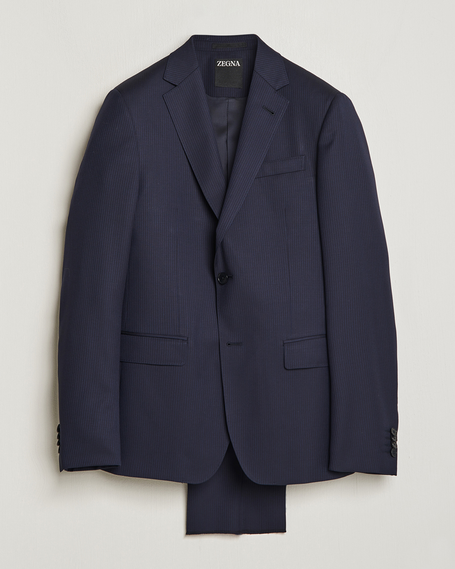 Men | Suits | Zegna | Tailored Wool Striped Suit Navy