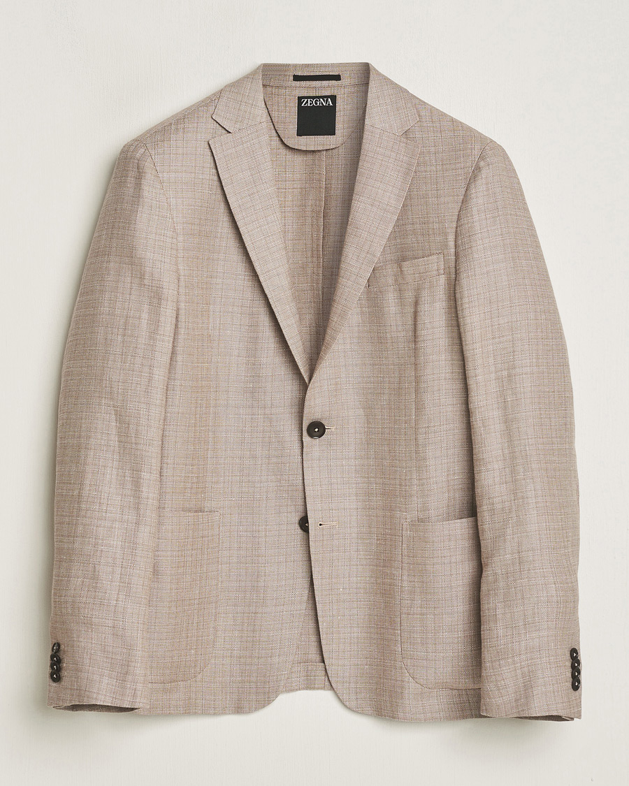 Men | Blazers | Zegna | Unconstructed Linen Blend Blazer Brown