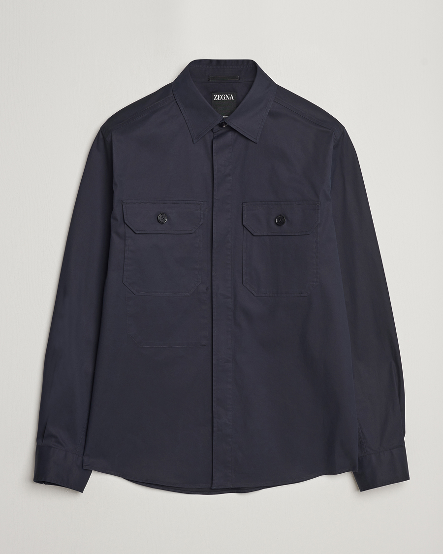 Men | Shirts | Zegna | Premium Cotton Overshirt Navy