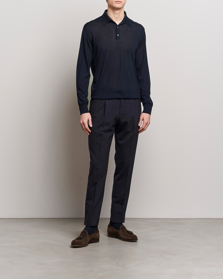 Men | Sweaters & Knitwear | Zegna | High Performance Wool Polo Navy