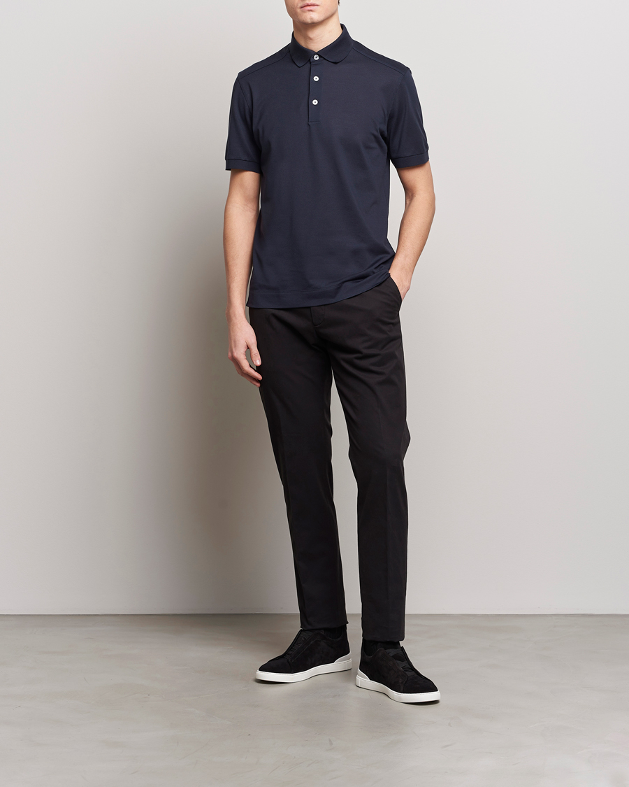 Men | Polo Shirts | Zegna | Cotton/Silk Polo Navy