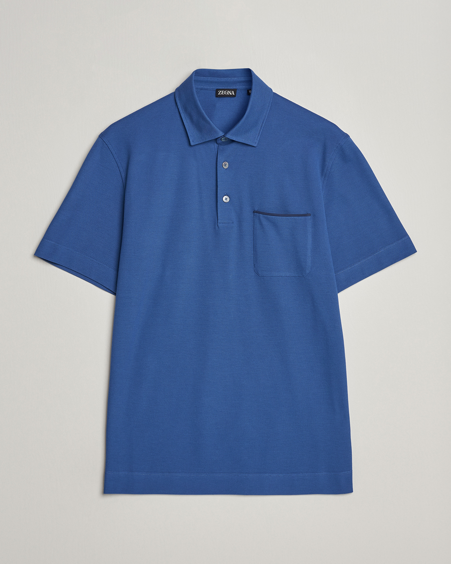 Men | Polo Shirts | Zegna | Short Sleeve Pocket Polo Blue