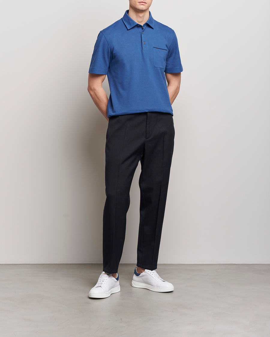 Men | Polo Shirts | Zegna | Short Sleeve Pocket Polo Blue
