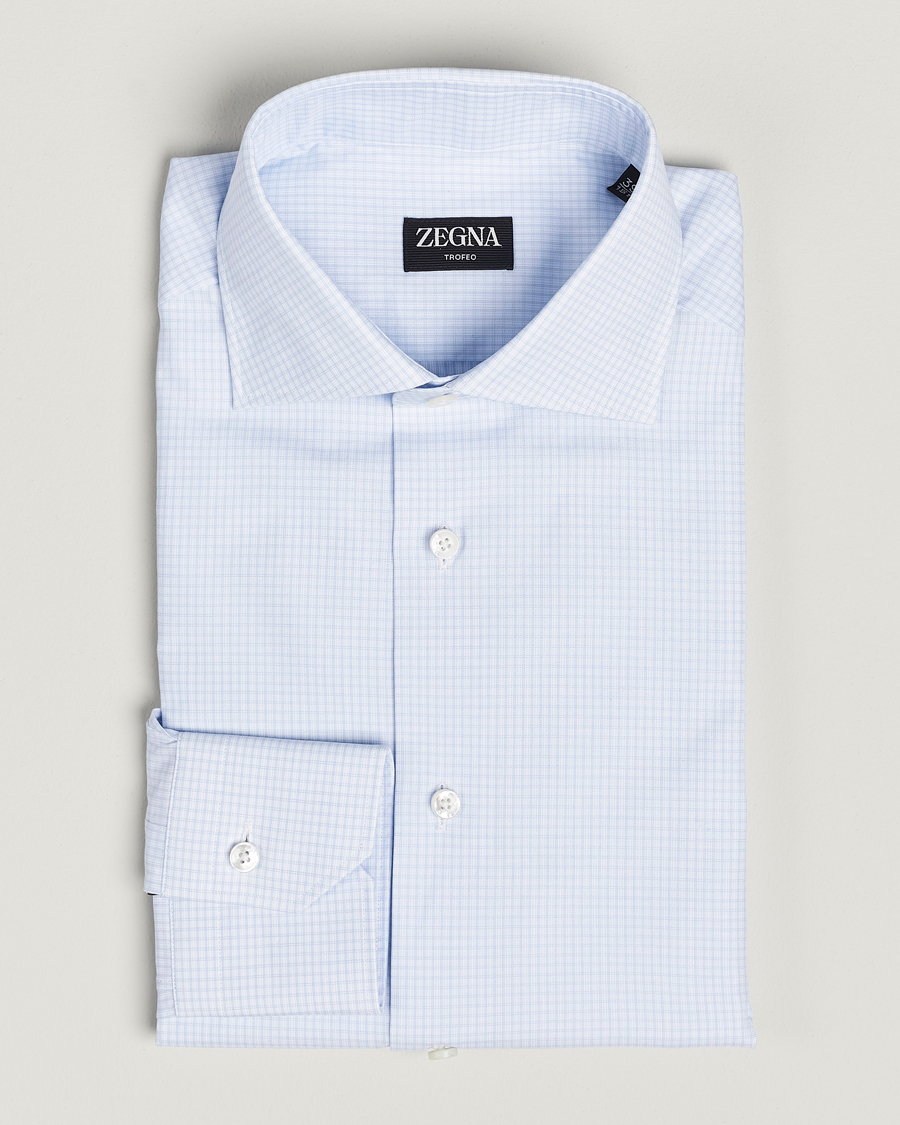 Men | Shirts | Zegna | Slim Fit Dress Shirt Light Blue Check