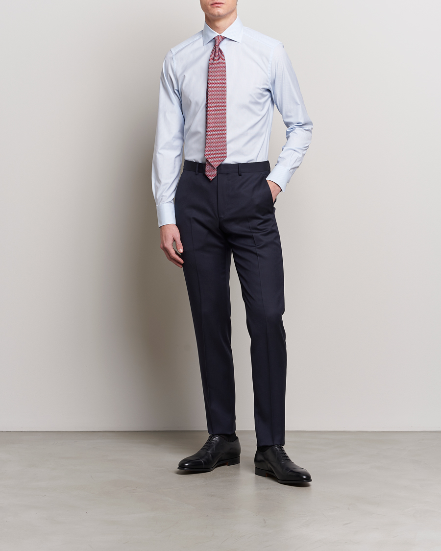 Men | Shirts | Zegna | Slim Fit Dress Shirt Light Blue Check
