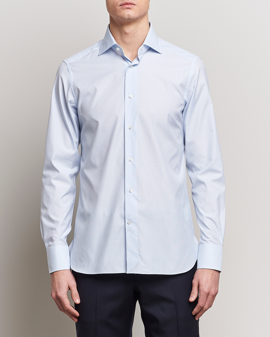 Men | Shirts | Zegna | Slim Fit Dress Shirt Light Blue Check
