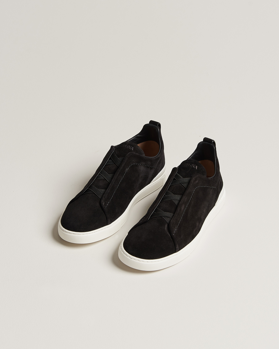 Men | Zegna Triple Stitch Sneakers Black Suede | Zegna | Triple Stitch Sneakers Black Suede