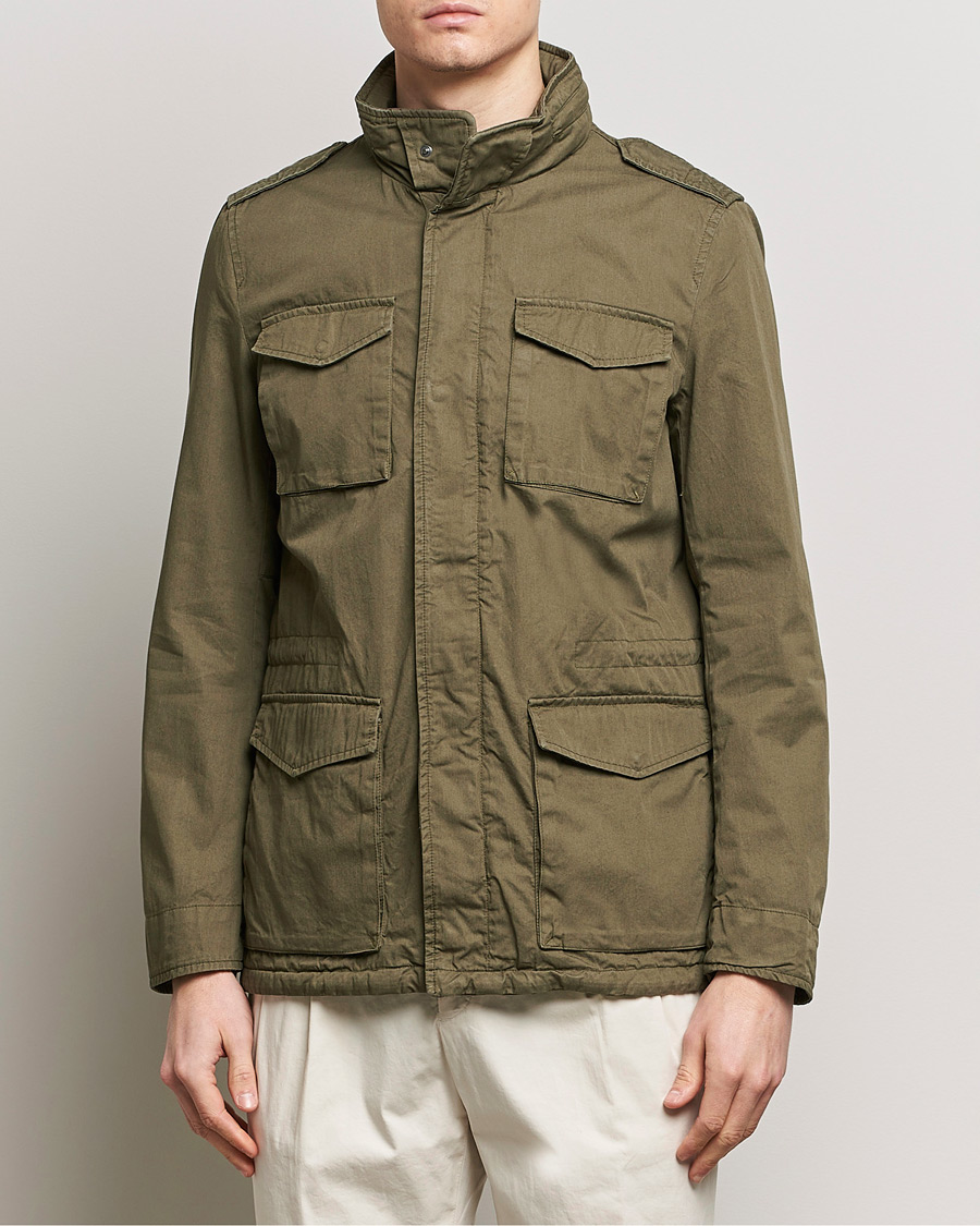 Men | Coats & Jackets | Herno | Washed Cotton Field Jacket Military