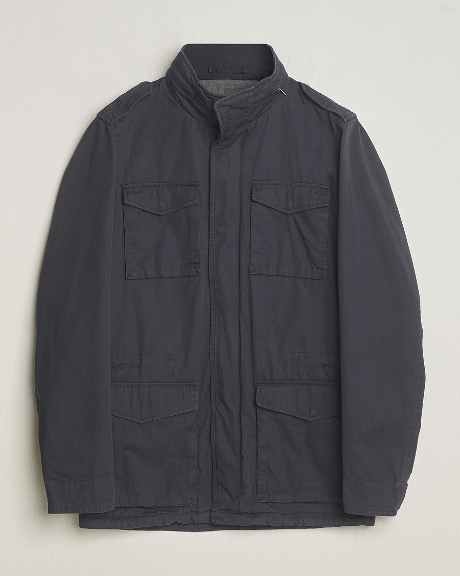Men | Coats & Jackets | Herno | Washed Cotton Field Jacket Navy