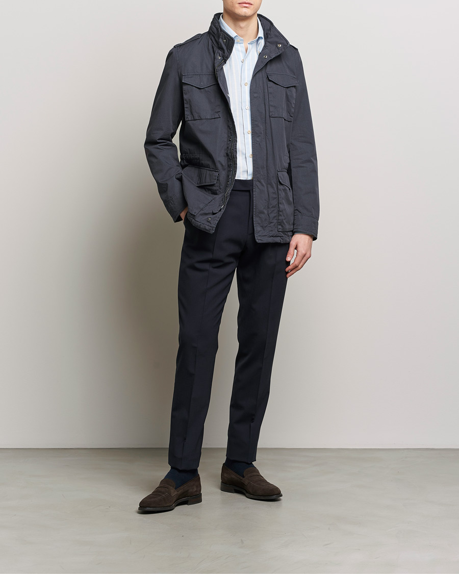 Men | Coats & Jackets | Herno | Washed Cotton Field Jacket Navy