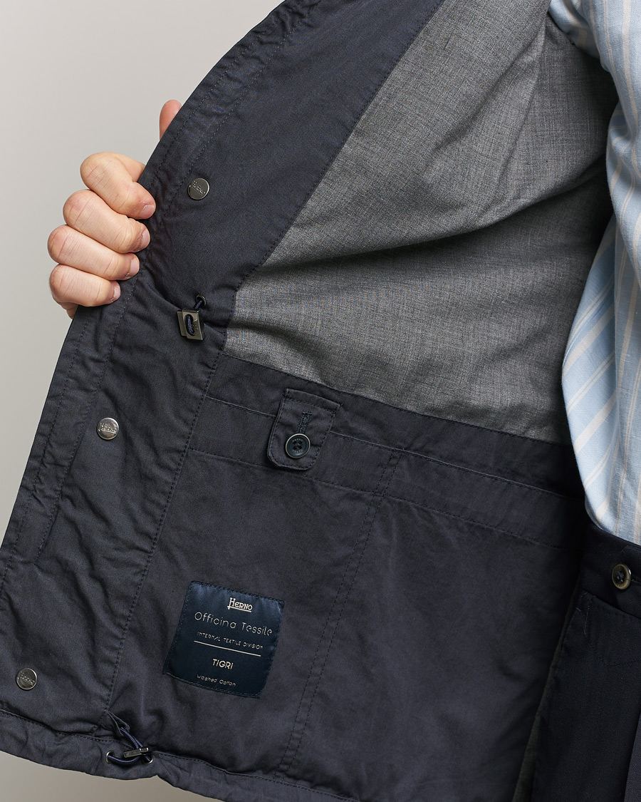 Men | Coats & Jackets | Herno | Washed Cotton Field Jacket Navy