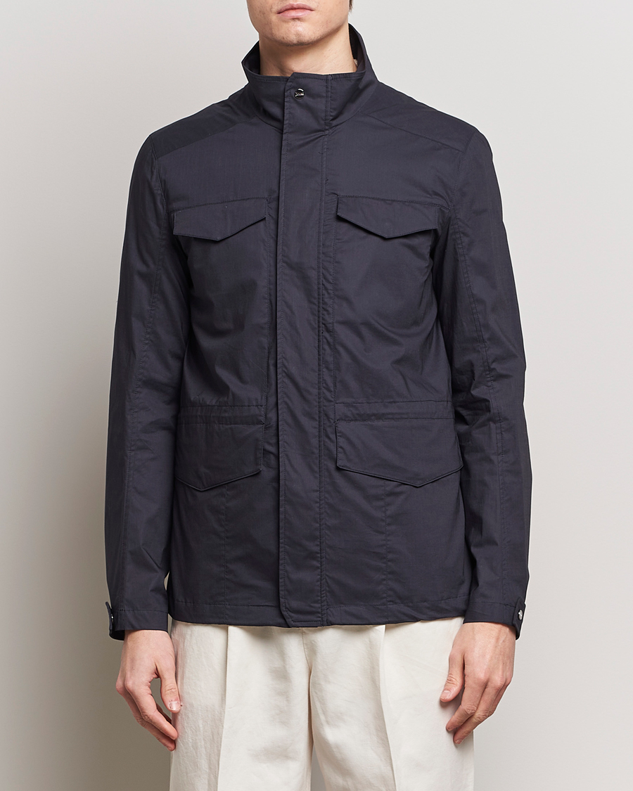 Men | Coats & Jackets | Herno | Lightwieght Cotton Field Jacket Navy
