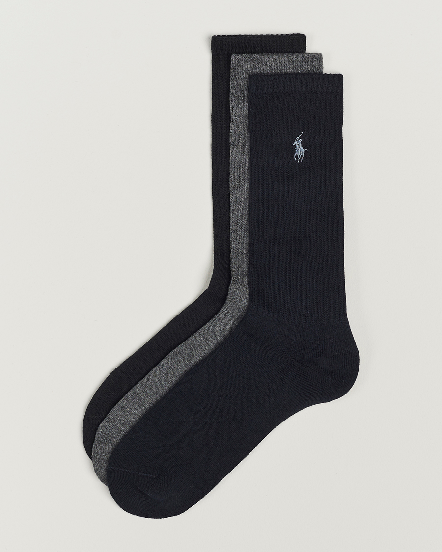 Men | Underwear & Socks | Polo Ralph Lauren | 3-Pack Crew Sock Navy/Charcoal/Black