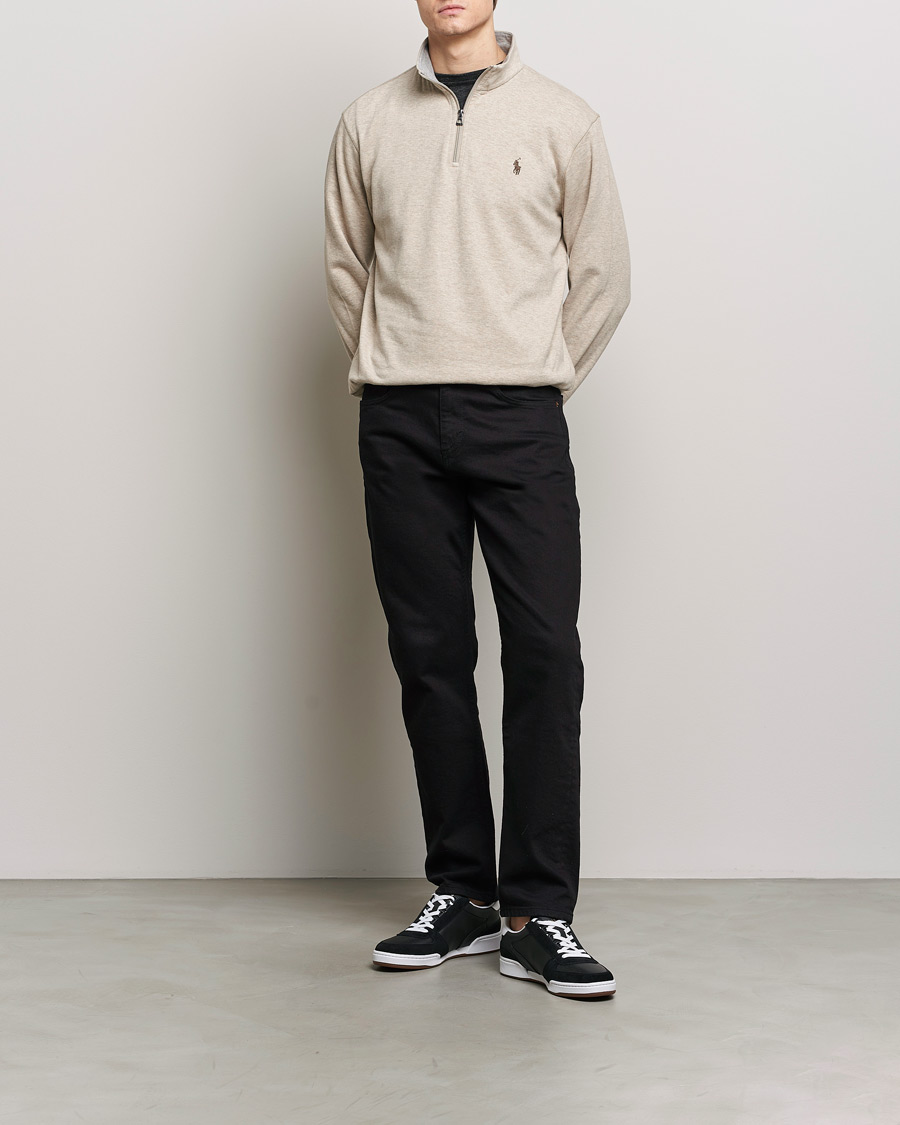 Men | Sweaters & Knitwear | Polo Ralph Lauren | Double Knit Half-Zip Sweater Tuscan Beige Heather
