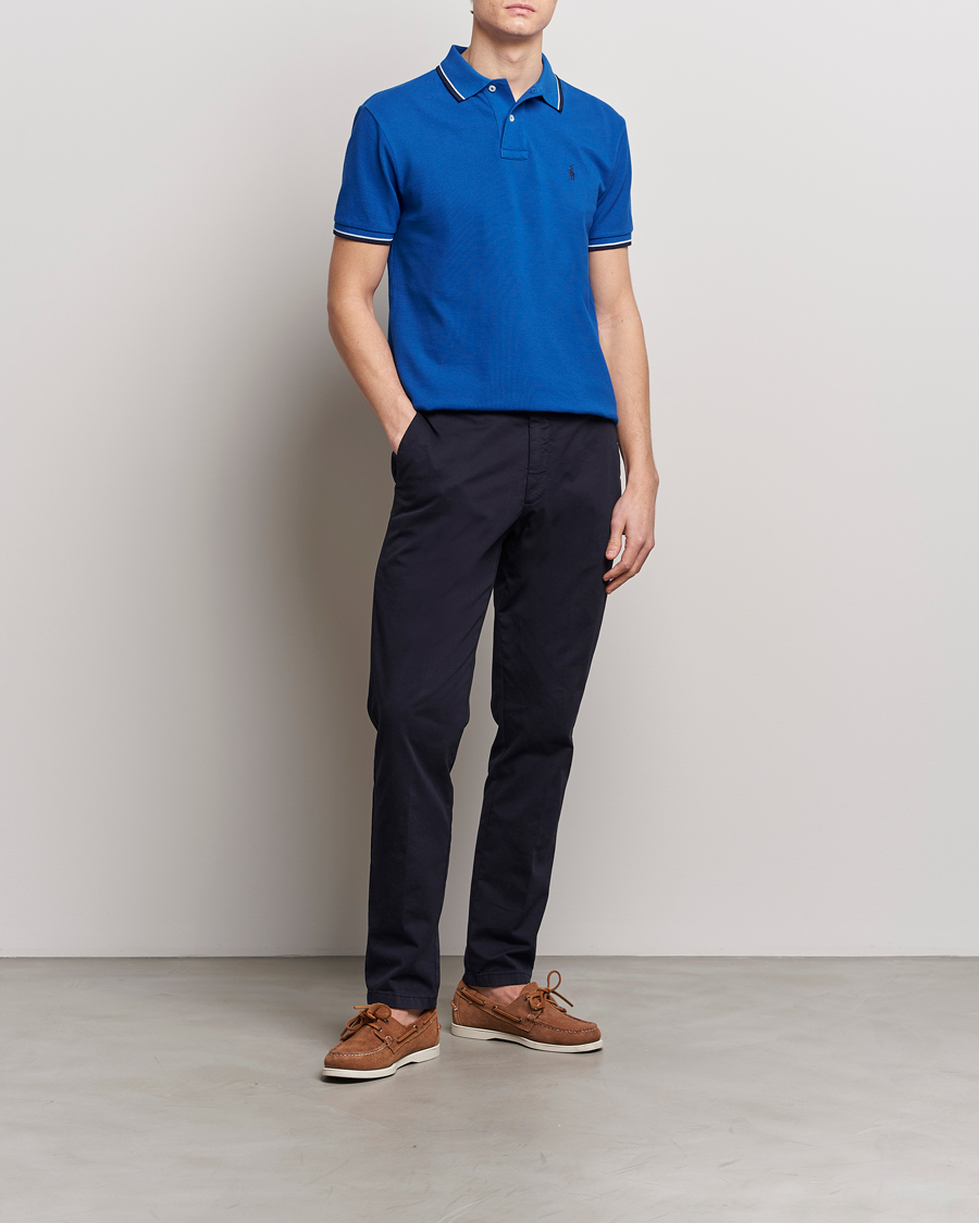 Men | Polo Shirts | Polo Ralph Lauren | Custom Slim Fit Tipped Polo Heritage Blue