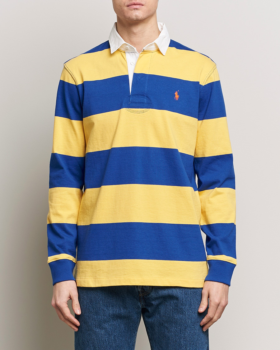 Men | Sweaters & Knitwear | Polo Ralph Lauren | Jersey Striped Rugger Chrome Yellow/Cruise Royal