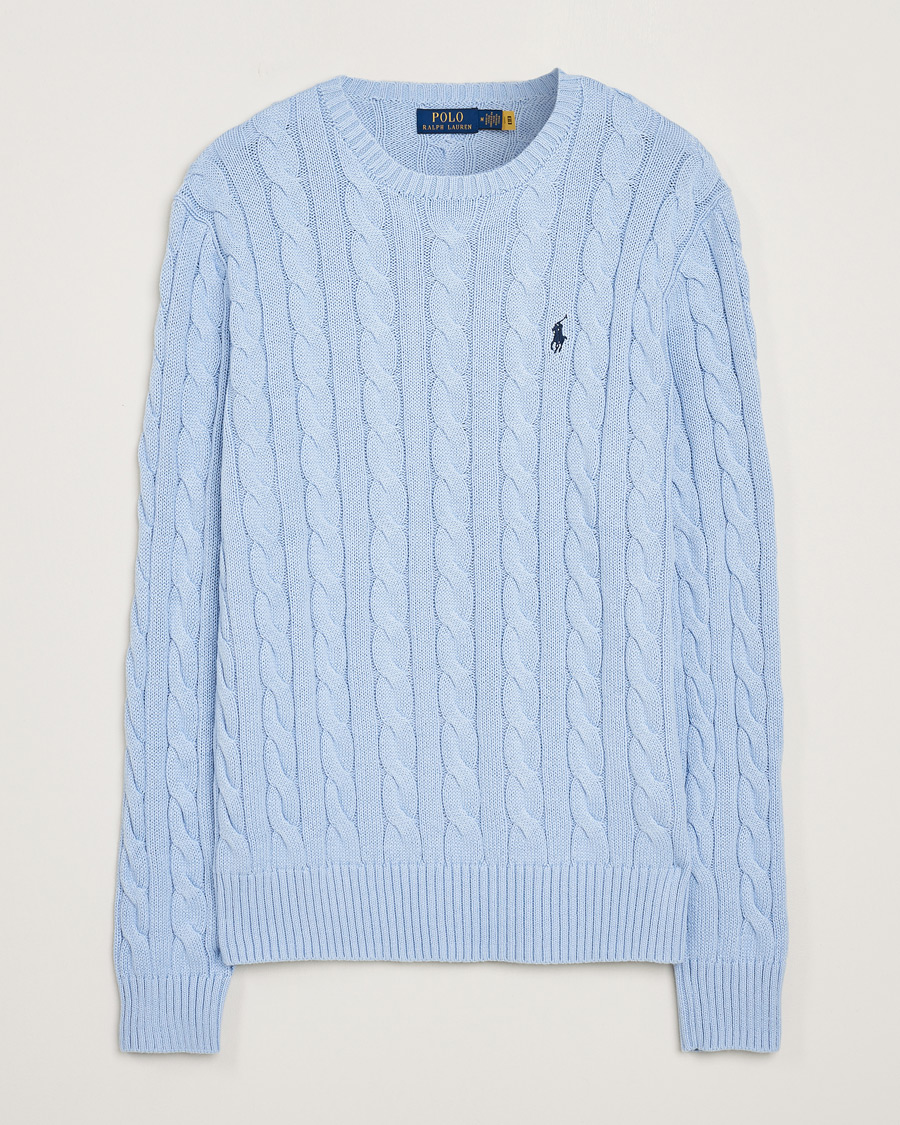 Men | Sweaters & Knitwear | Polo Ralph Lauren | Cotton Cable Pullover Blue Hyacinth