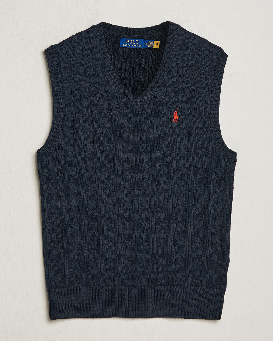 Men | Sweaters & Knitwear | Polo Ralph Lauren | Cotton Cable Vest Hunter Navy