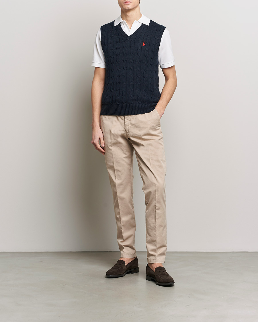 Men | Sweaters & Knitwear | Polo Ralph Lauren | Cotton Cable Vest Hunter Navy