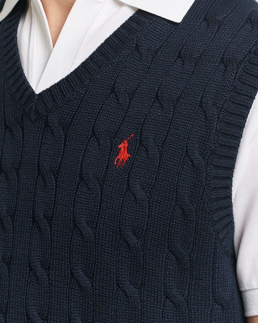 Men | Sweaters & Knitwear | Polo Ralph Lauren | Cotton Cable Vest Hunter Navy