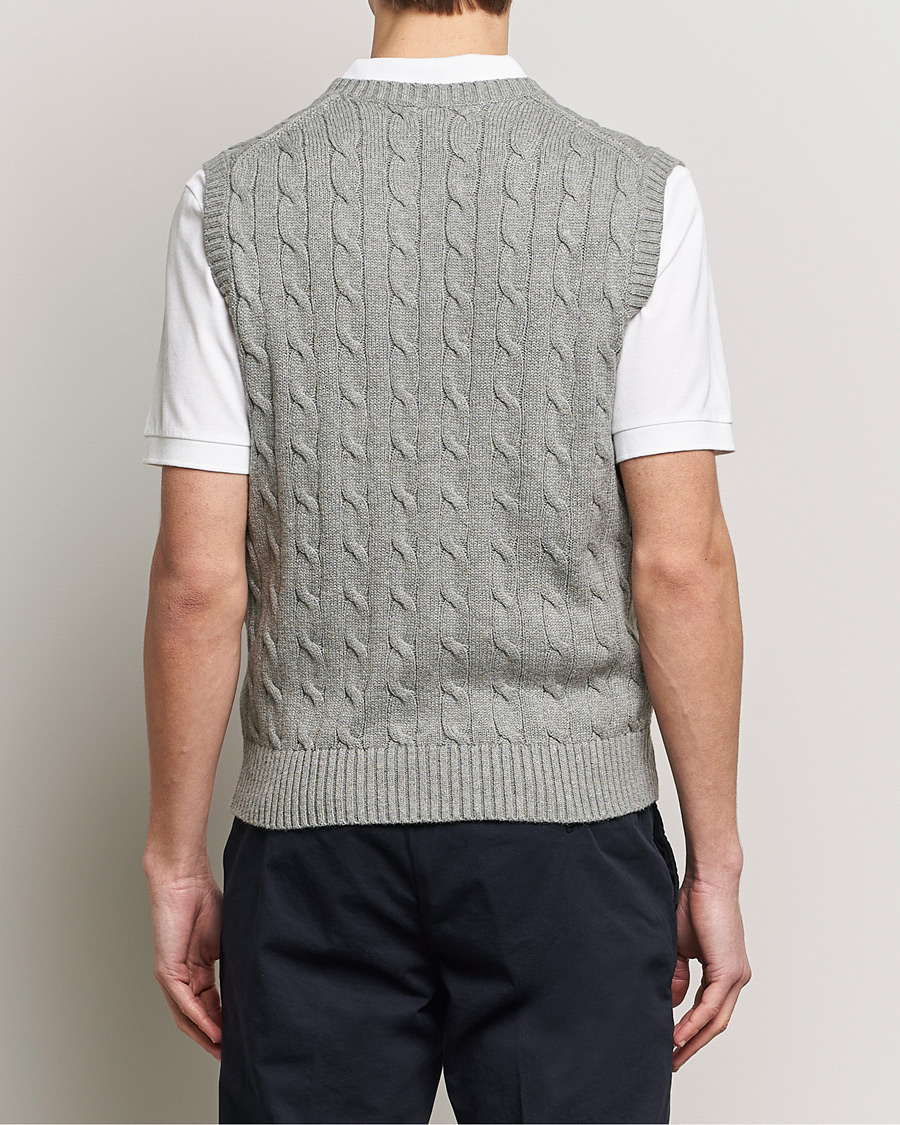 Men | Sweaters & Knitwear | Polo Ralph Lauren | Cotton Cable Vest Fawn Grey Heather