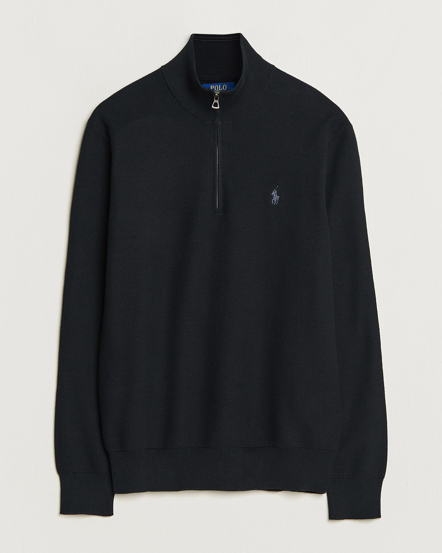 Men | Sweaters & Knitwear | Polo Ralph Lauren | Textured Half Zip Polo Black
