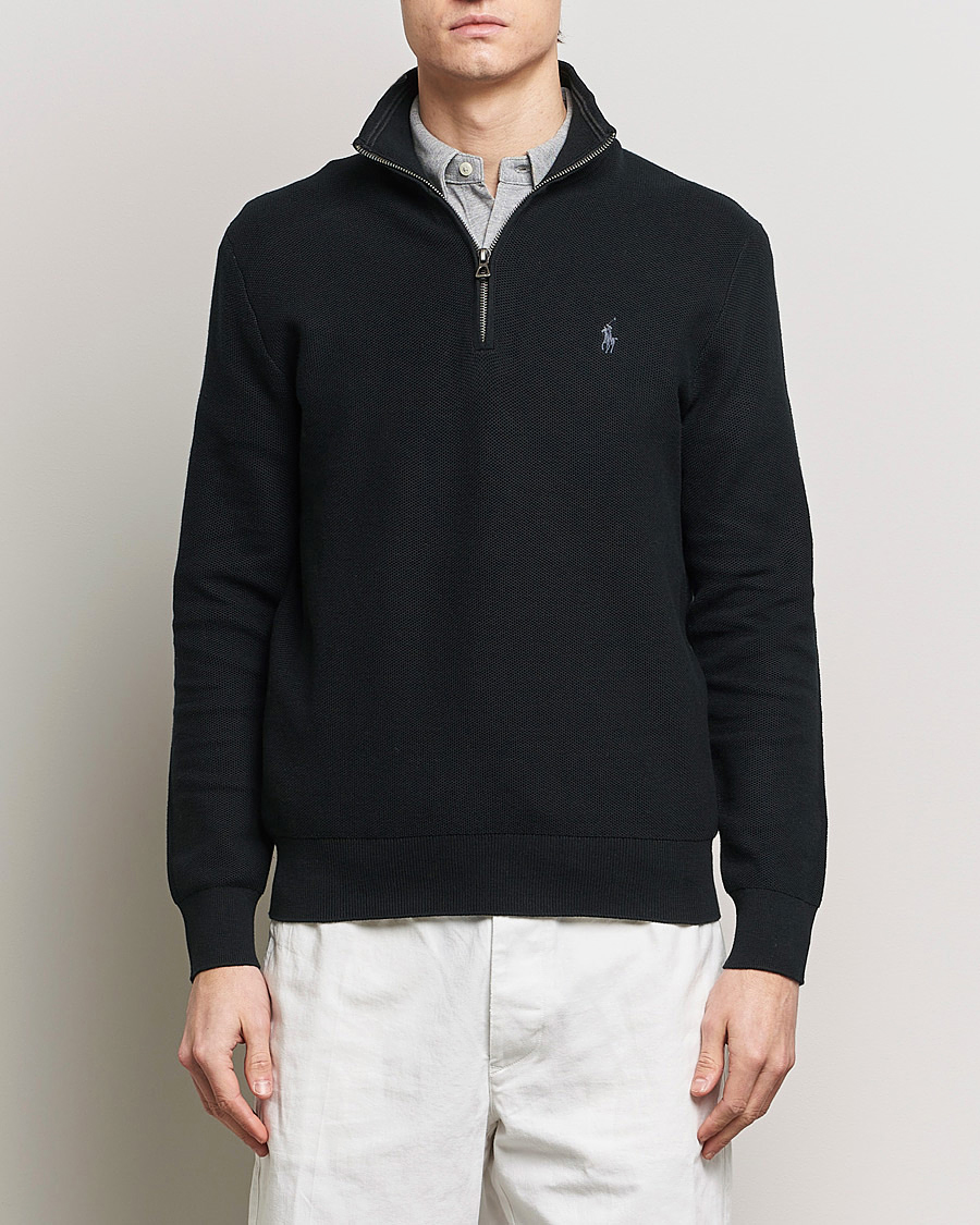 Men | Sweaters & Knitwear | Polo Ralph Lauren | Textured Half-Zip Polo Black