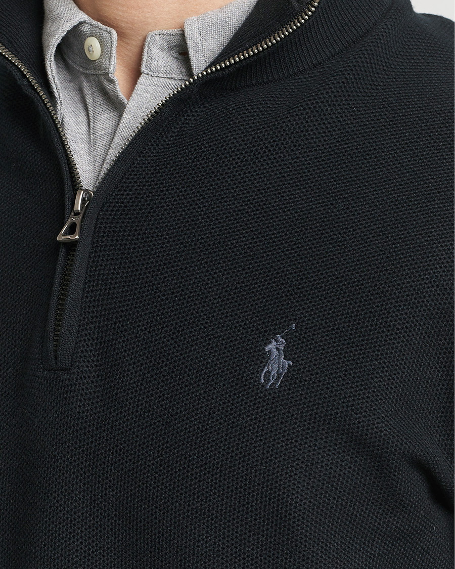Men | Sweaters & Knitwear | Polo Ralph Lauren | Textured Half Zip Polo Black