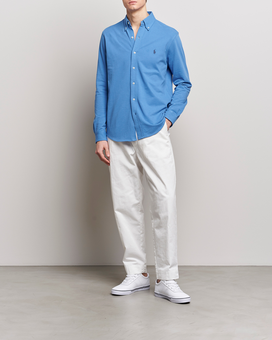Men | Shirts | Polo Ralph Lauren | Featherweight Mesh Shirt New England Blue