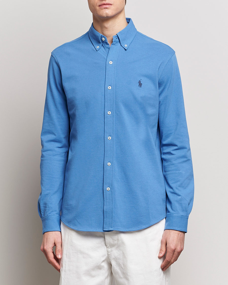 Men | Shirts | Polo Ralph Lauren | Featherweight Mesh Shirt New England Blue