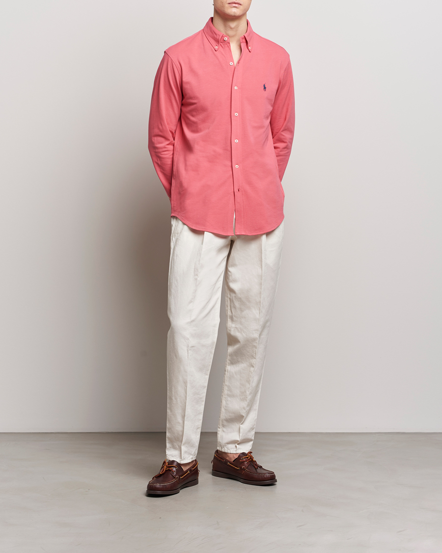 Men | Shirts | Polo Ralph Lauren | Featherweight Mesh Shirt Pale Red