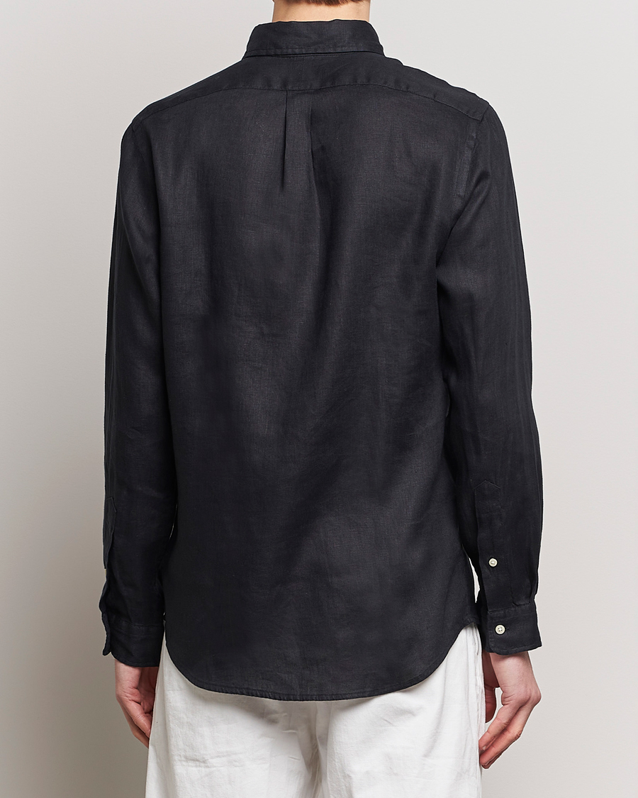 Men | Shirts | Polo Ralph Lauren | Custom Fit Linen Button Down Polo Black