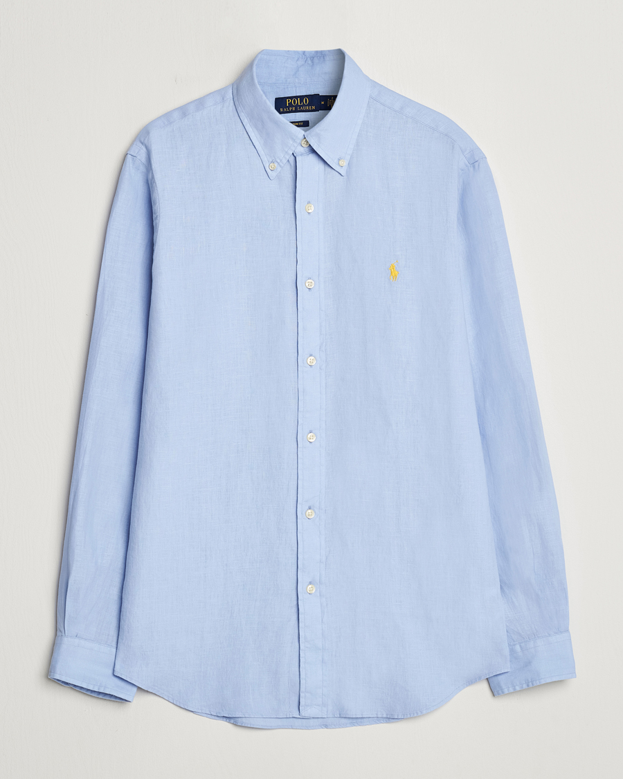 Men | Shirts | Polo Ralph Lauren | Custom Fit Linen Button Down Blue Hyacinth