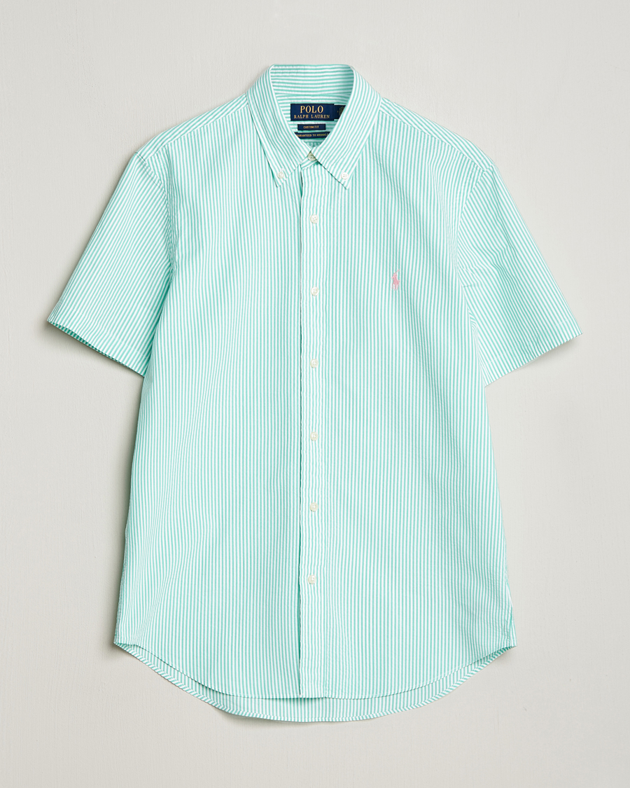 Men | Shirts | Polo Ralph Lauren | Seersucker Short Sleeve Striped Shirt Green/White